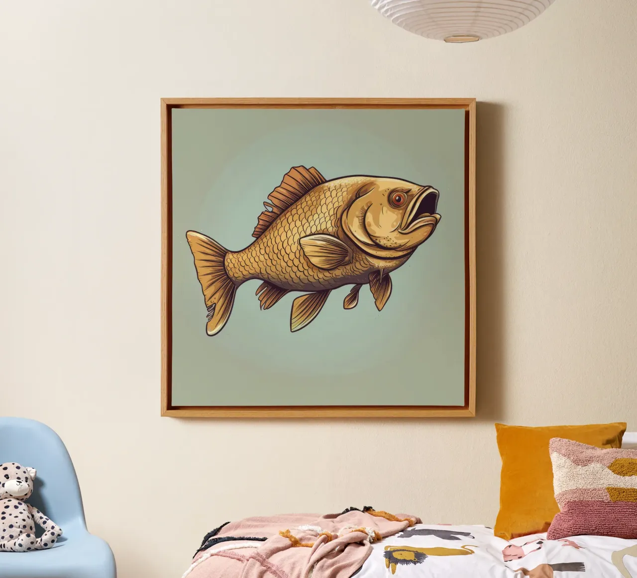 Retro Karper canvas met Baklijst van Funny Animals