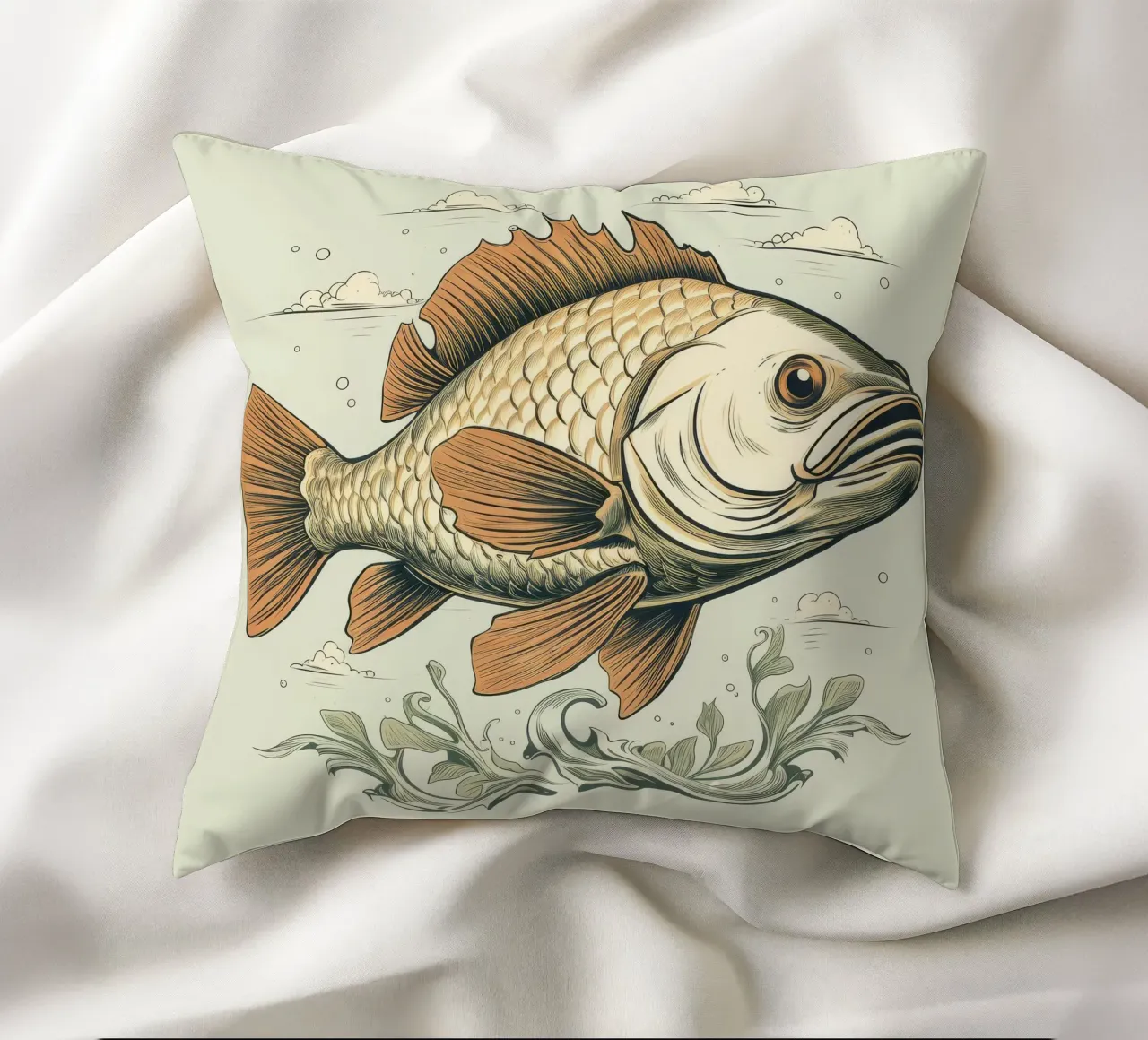 Carpa retrò cuscino da Funny Animals