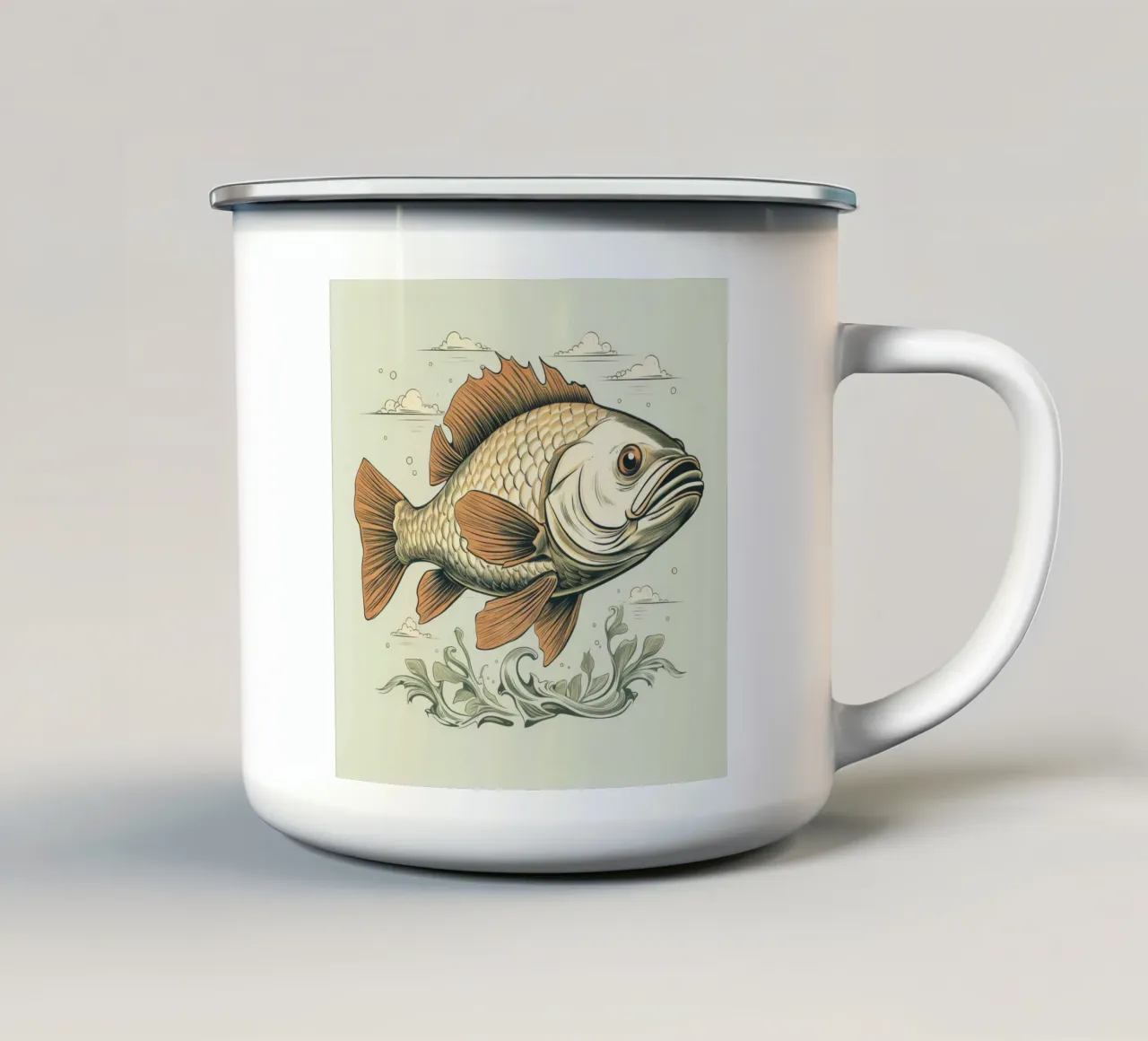 Carpa retrò tazza in smalto da Funny Animals