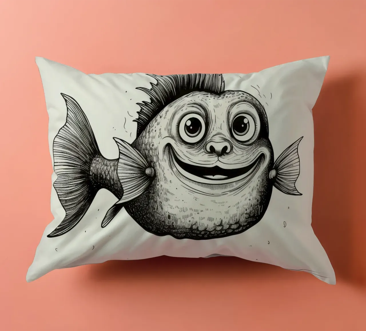 Pesce gatto retrò cuscino da Funny Animals