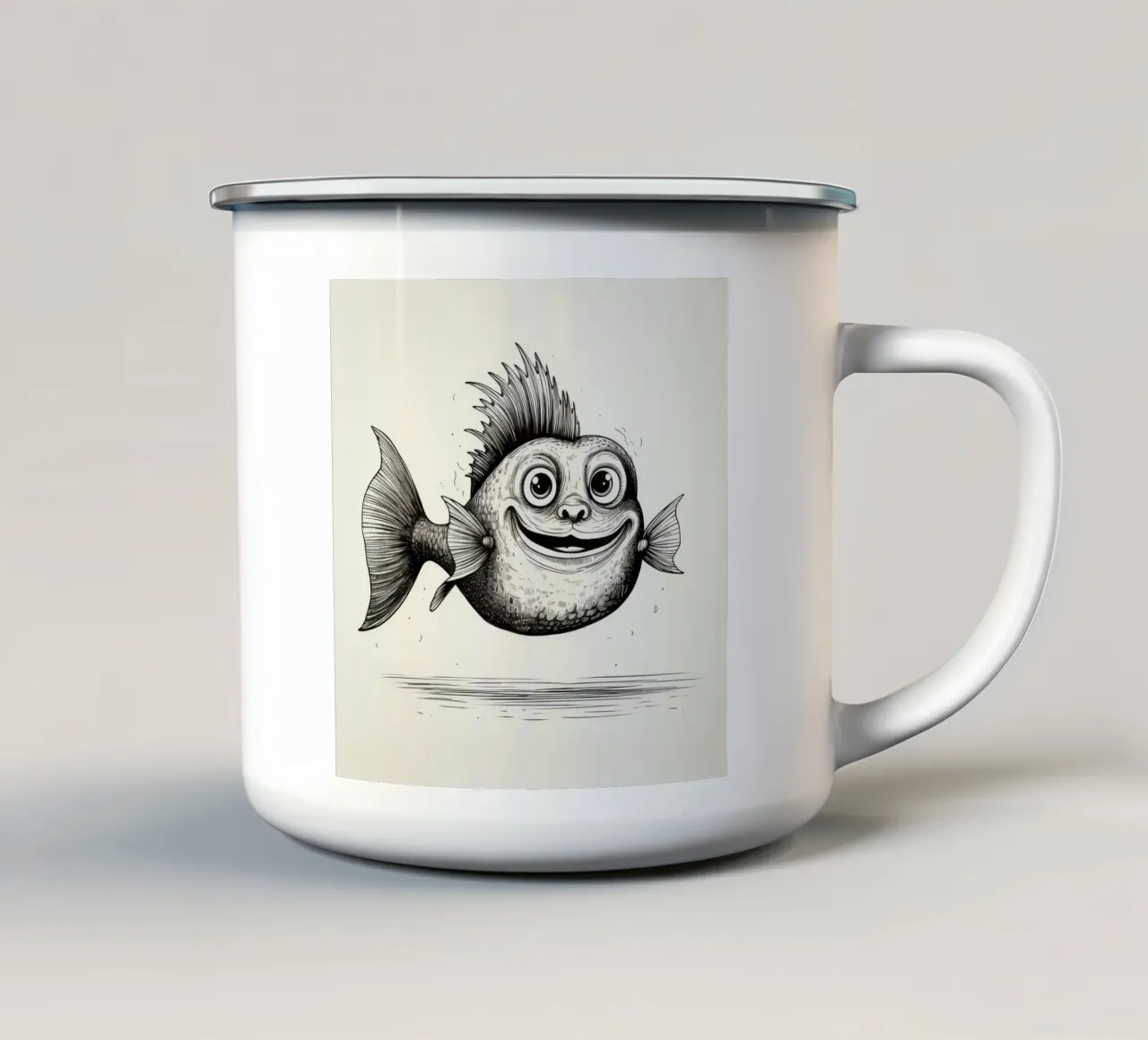 Pesce gatto retrò tazza in smalto da Funny Animals