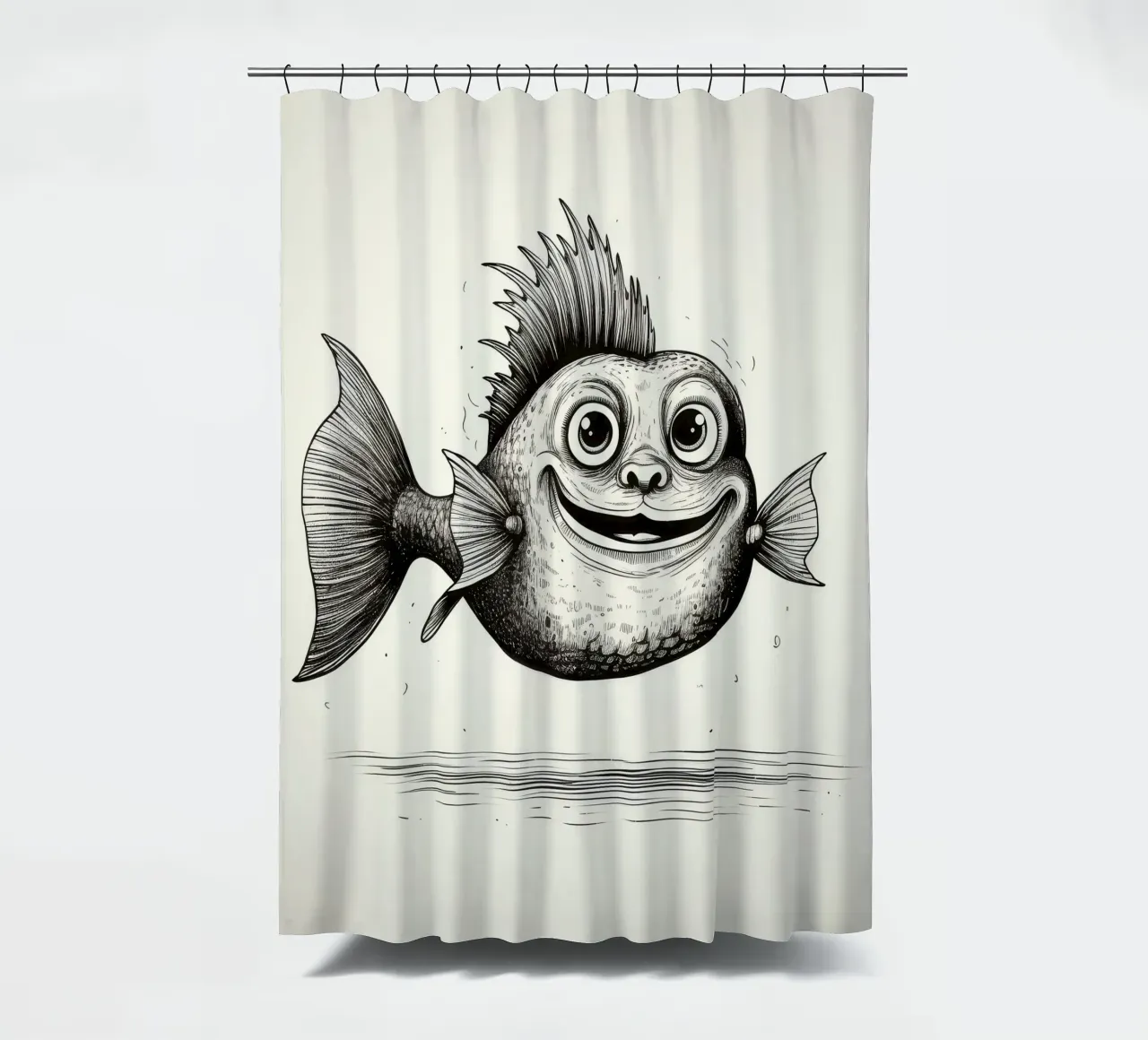 Pesce gatto retrò tenda da doccia da Funny Animals