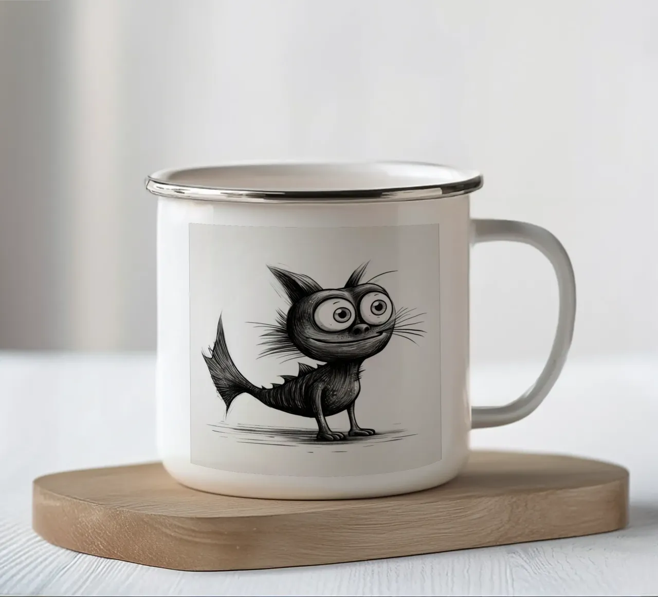 Pesce gatto retrò tazza in smalto da Funny Animals