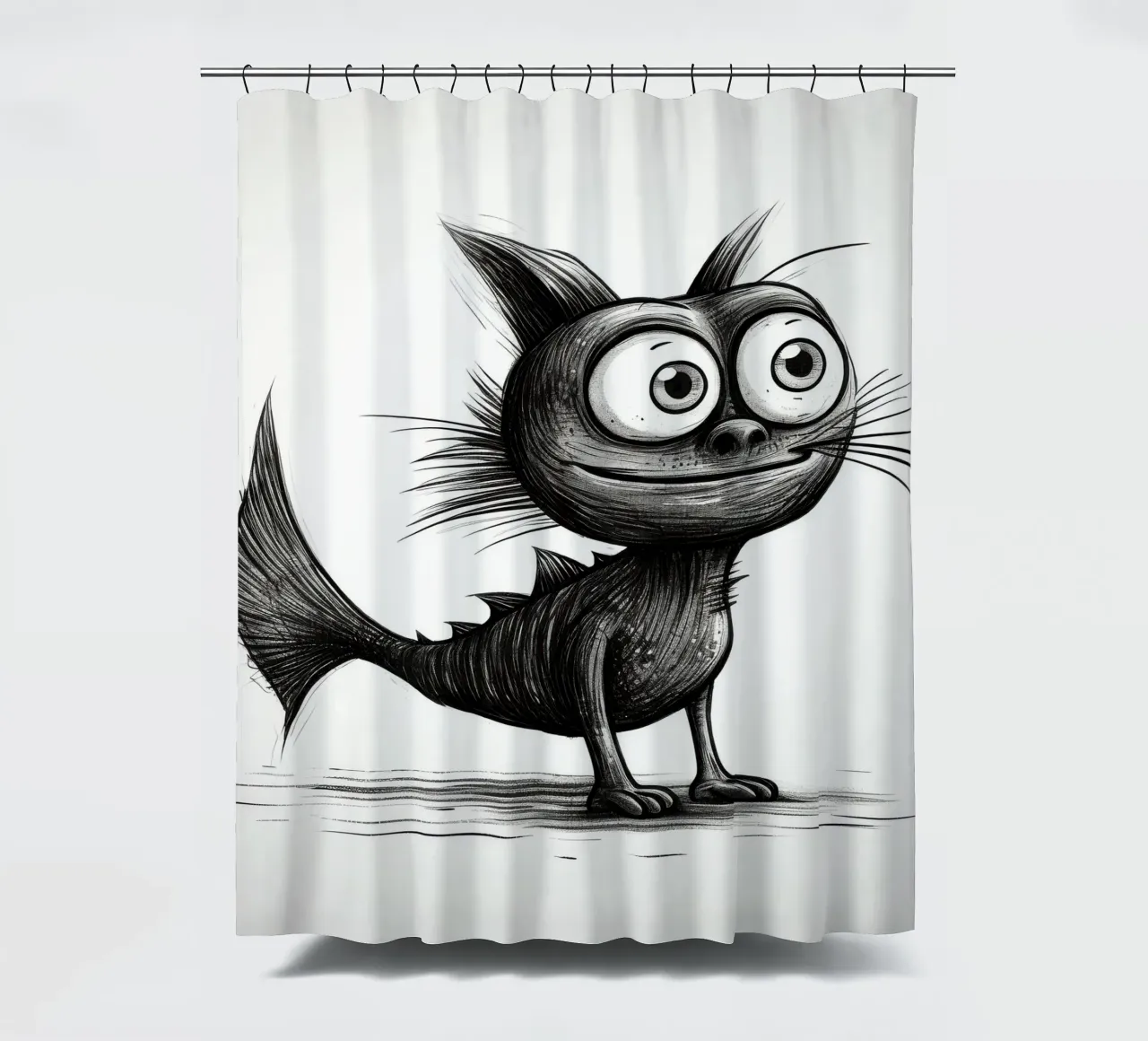 Pesce gatto retrò tenda da doccia da Funny Animals
