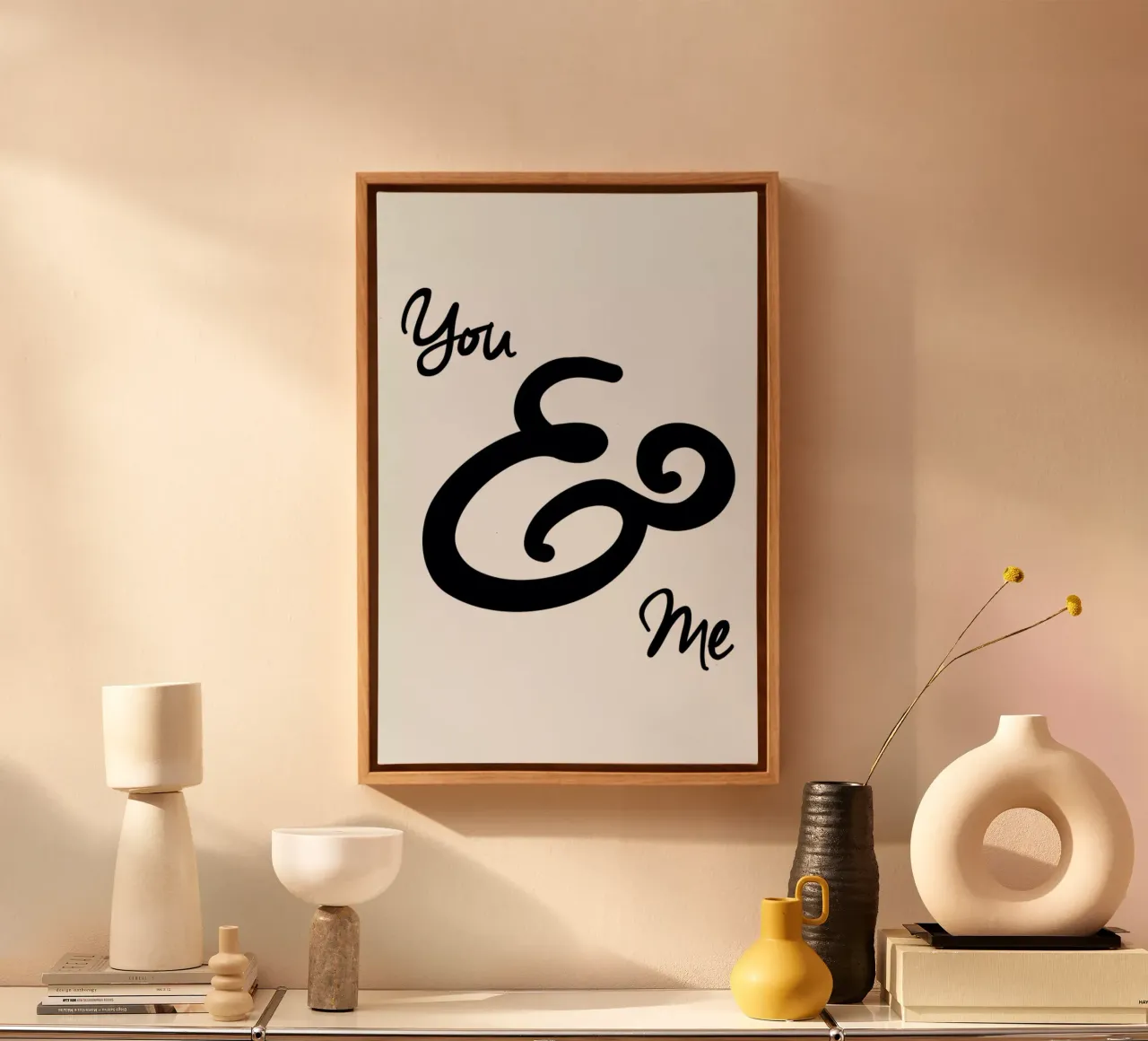 You & Me tela con Cornice a cassetta da Mottos by Sinan Saydik