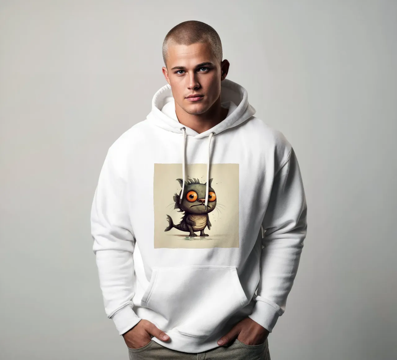 Pesce gatto retrò felpa con cappuccio da Funny Animals