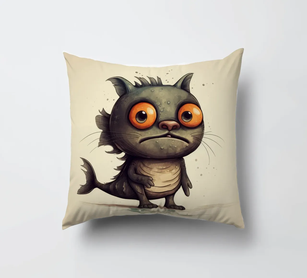Pesce gatto retrò cuscino da Funny Animals