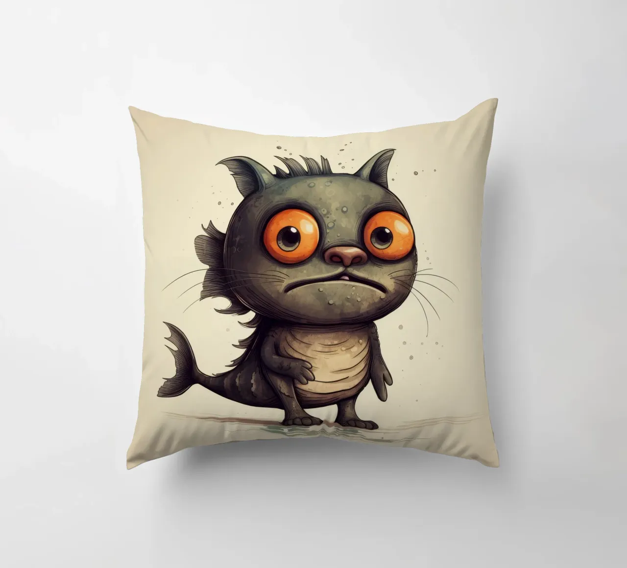 Pesce gatto retrò cuscino da Funny Animals