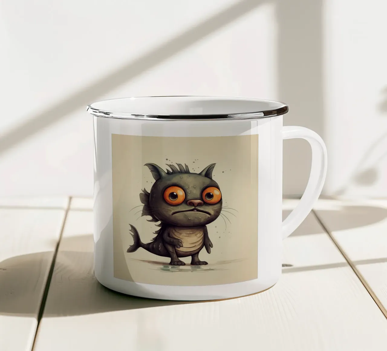 Pesce gatto retrò tazza in smalto da Funny Animals