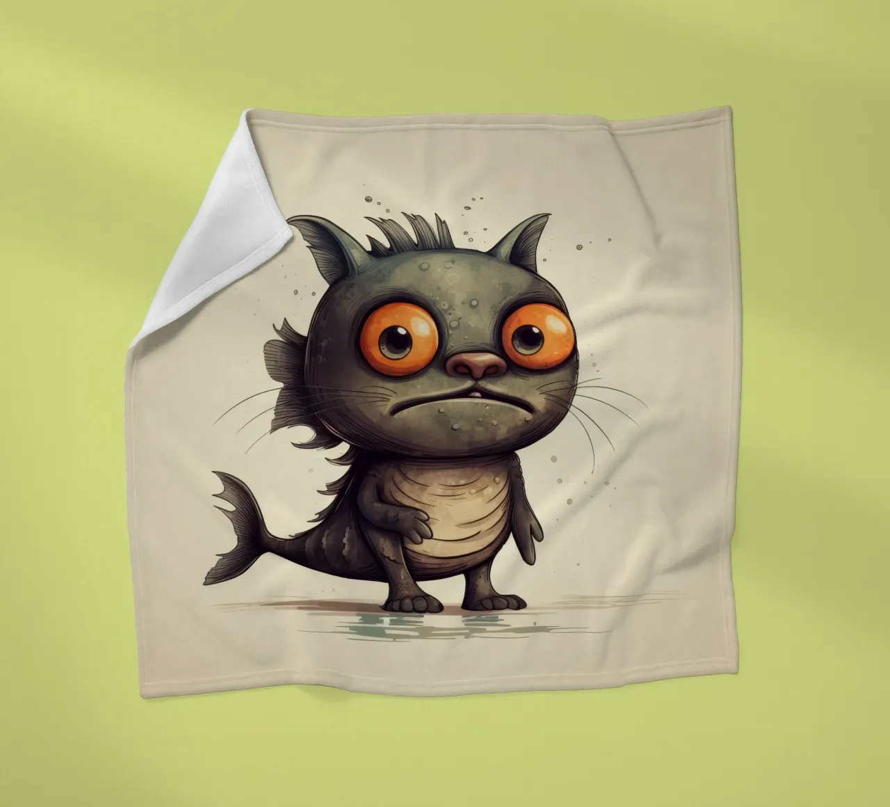 Retro Catfish fleece blanket by Funny Animals