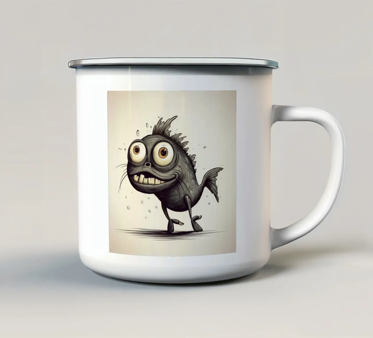 Pesce gatto retrò tazza in smalto da Funny Animals