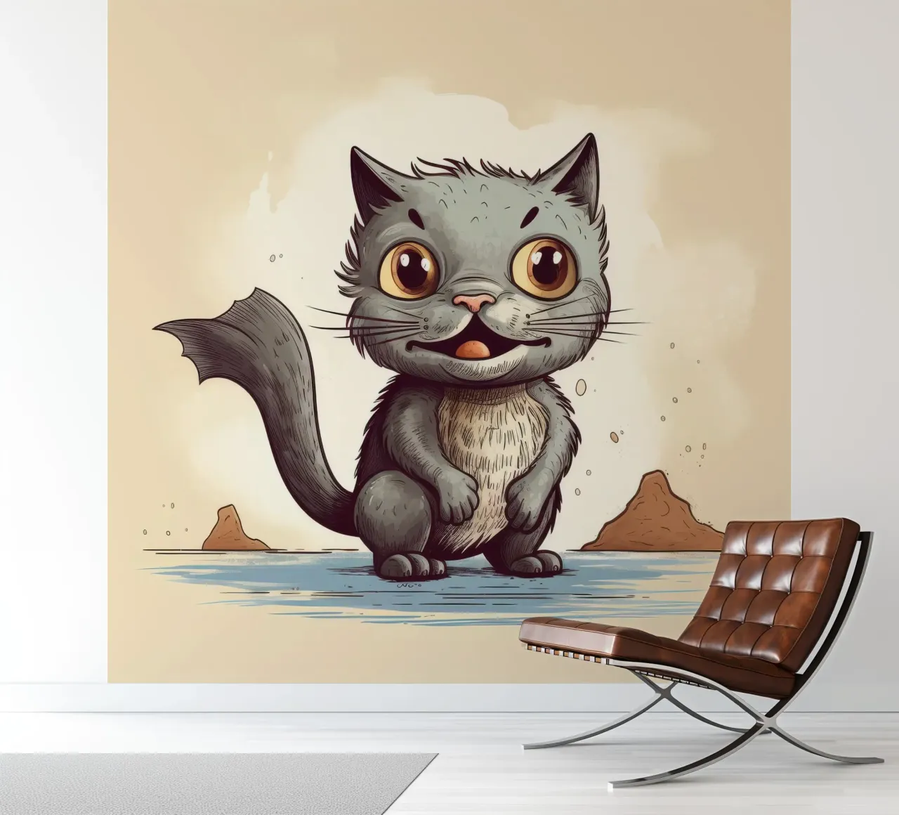 Poisson-chat rétro papier peint photo de Funny Animals