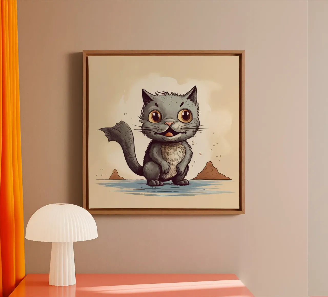 Retro Meerval canvas met Baklijst van Funny Animals