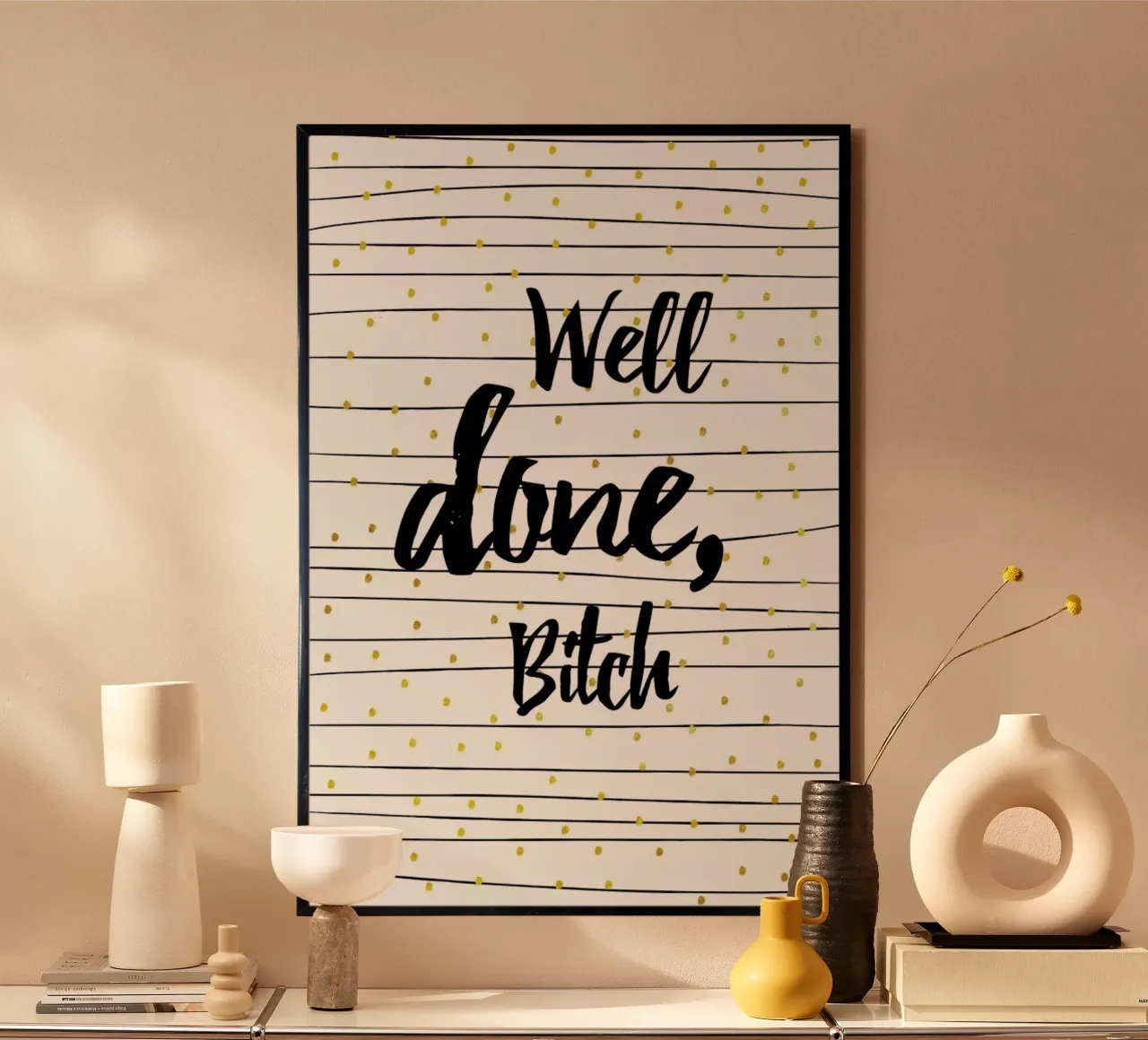 Well Done poster con telaio in legno da Froilein Juno