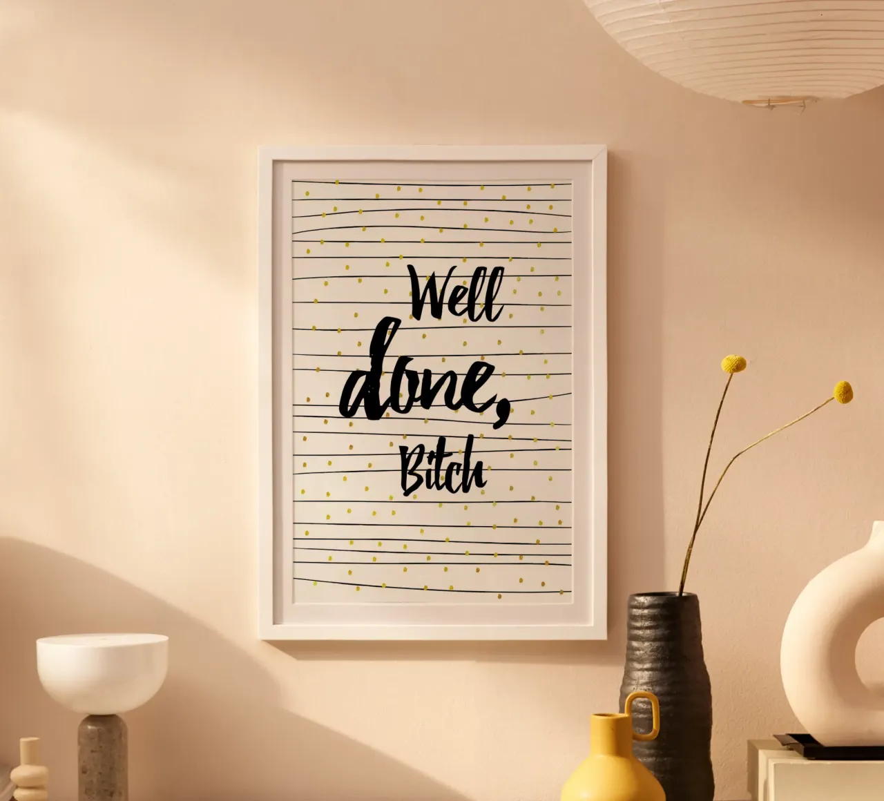 Well Done poster con telaio in legno da Froilein Juno