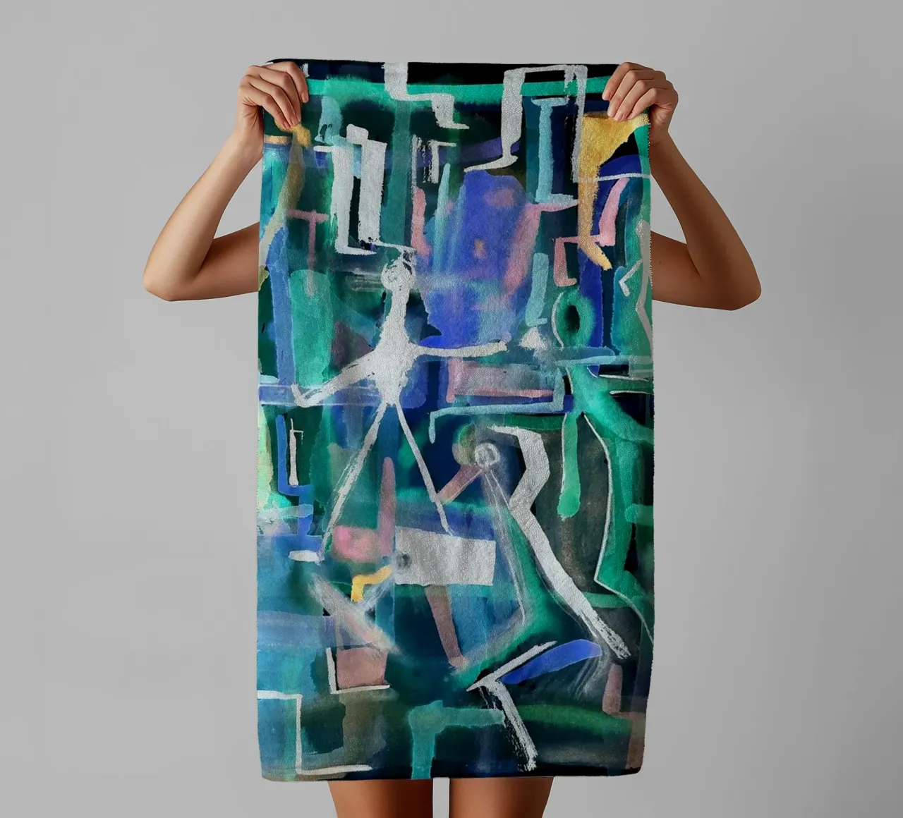 Watercolors on the black towel by Massimo Frascogna