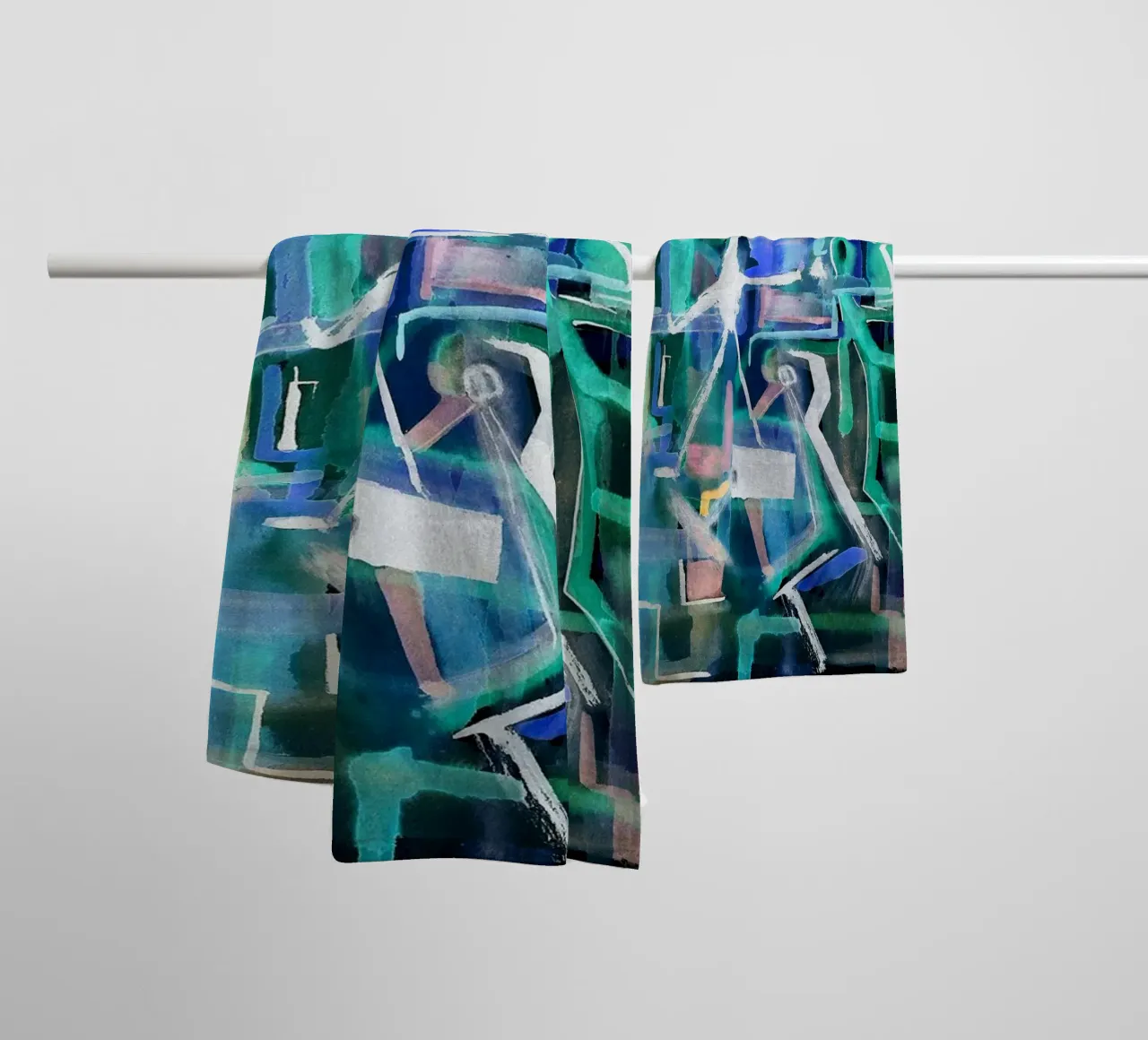 Watercolors on the black towel by Massimo Frascogna