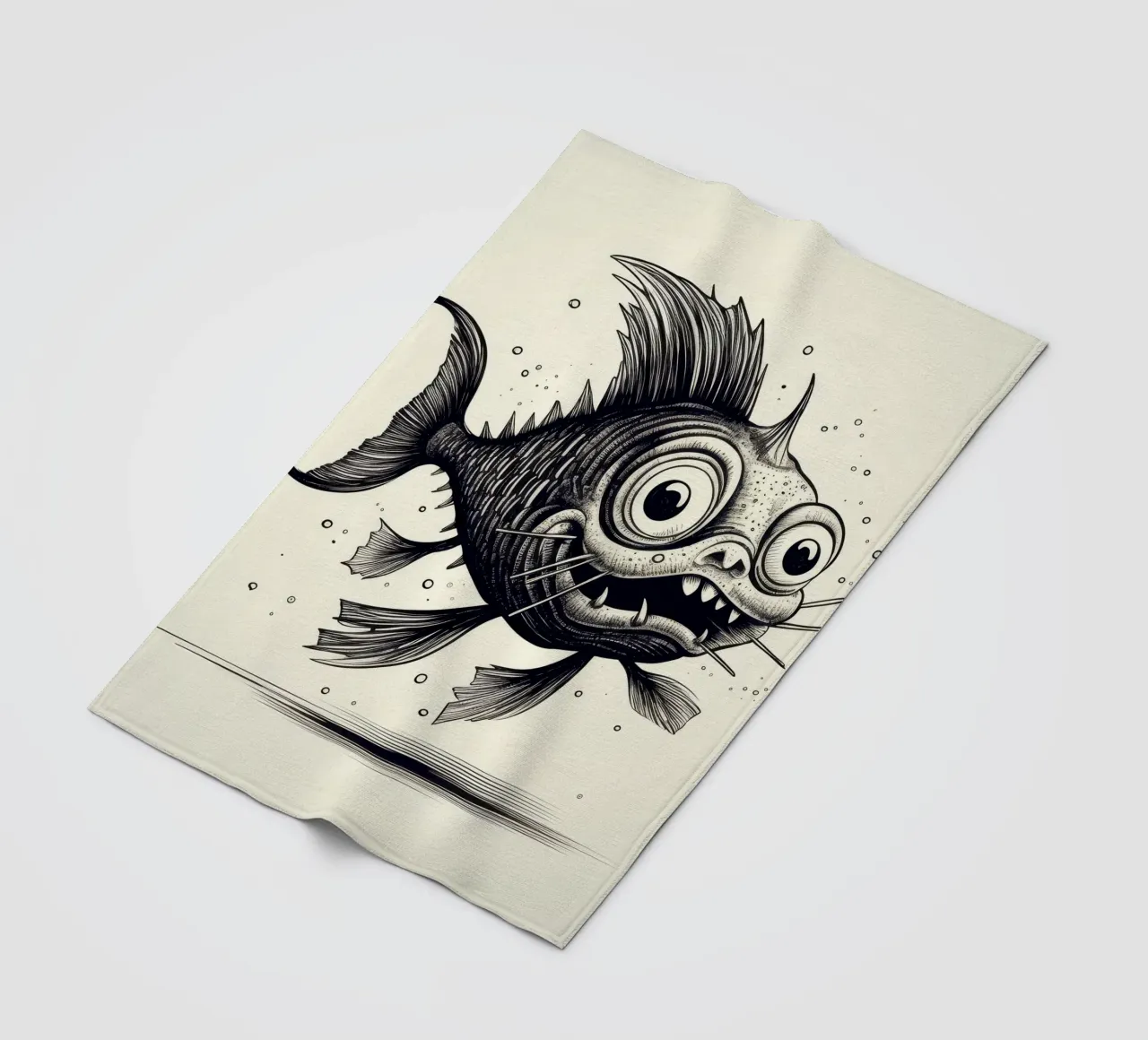 Retro Catfish fleece blanket by Funny Animals