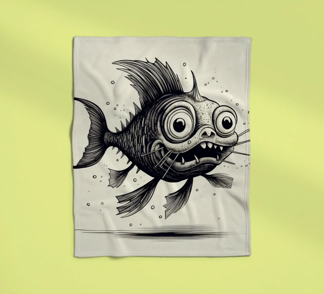 Retro Catfish fleece blanket by Funny Animals