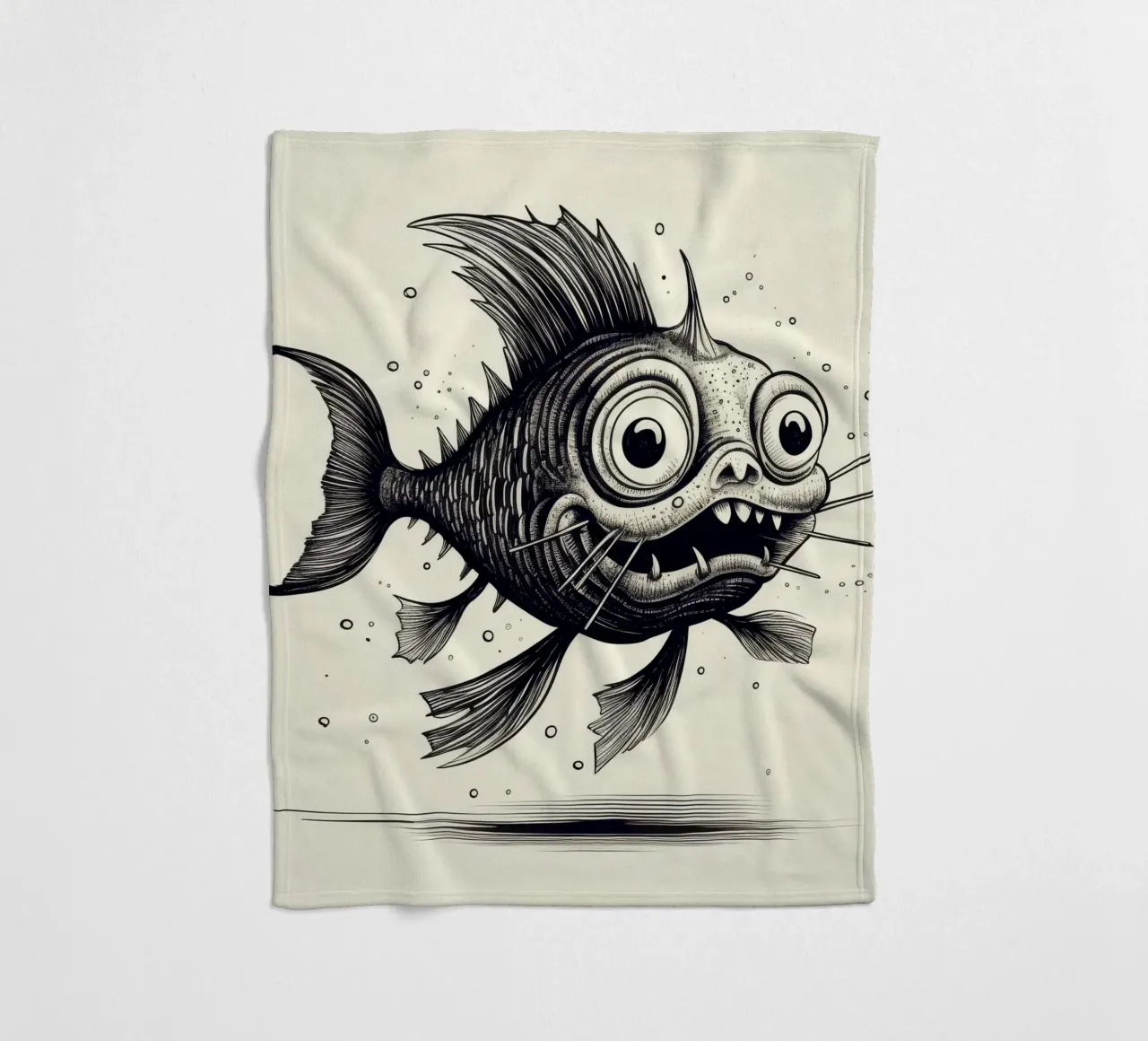 Retro Catfish fleece blanket by Funny Animals