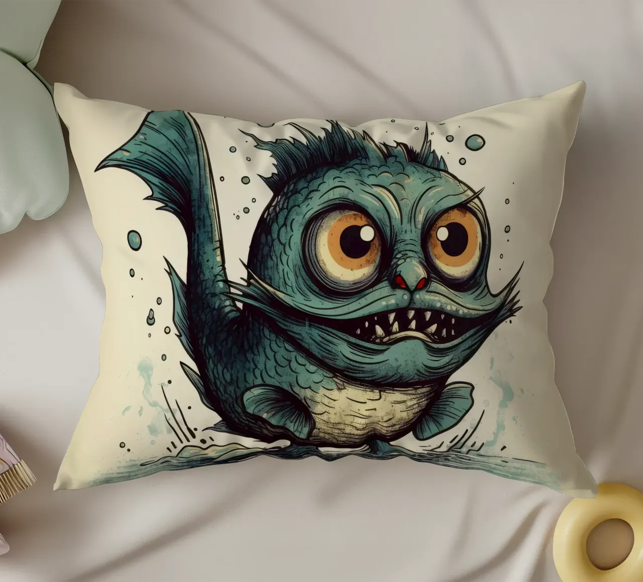 Pesce gatto retrò cuscino da Funny Animals