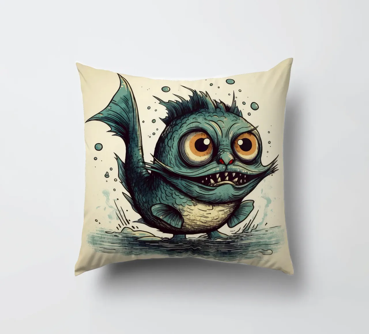 Pesce gatto retrò cuscino da Funny Animals