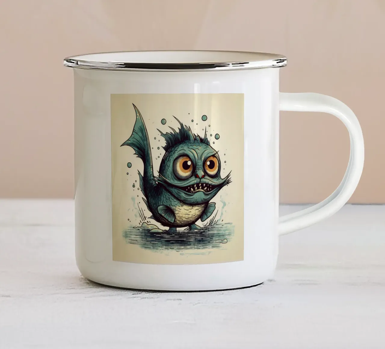 Pesce gatto retrò tazza in smalto da Funny Animals