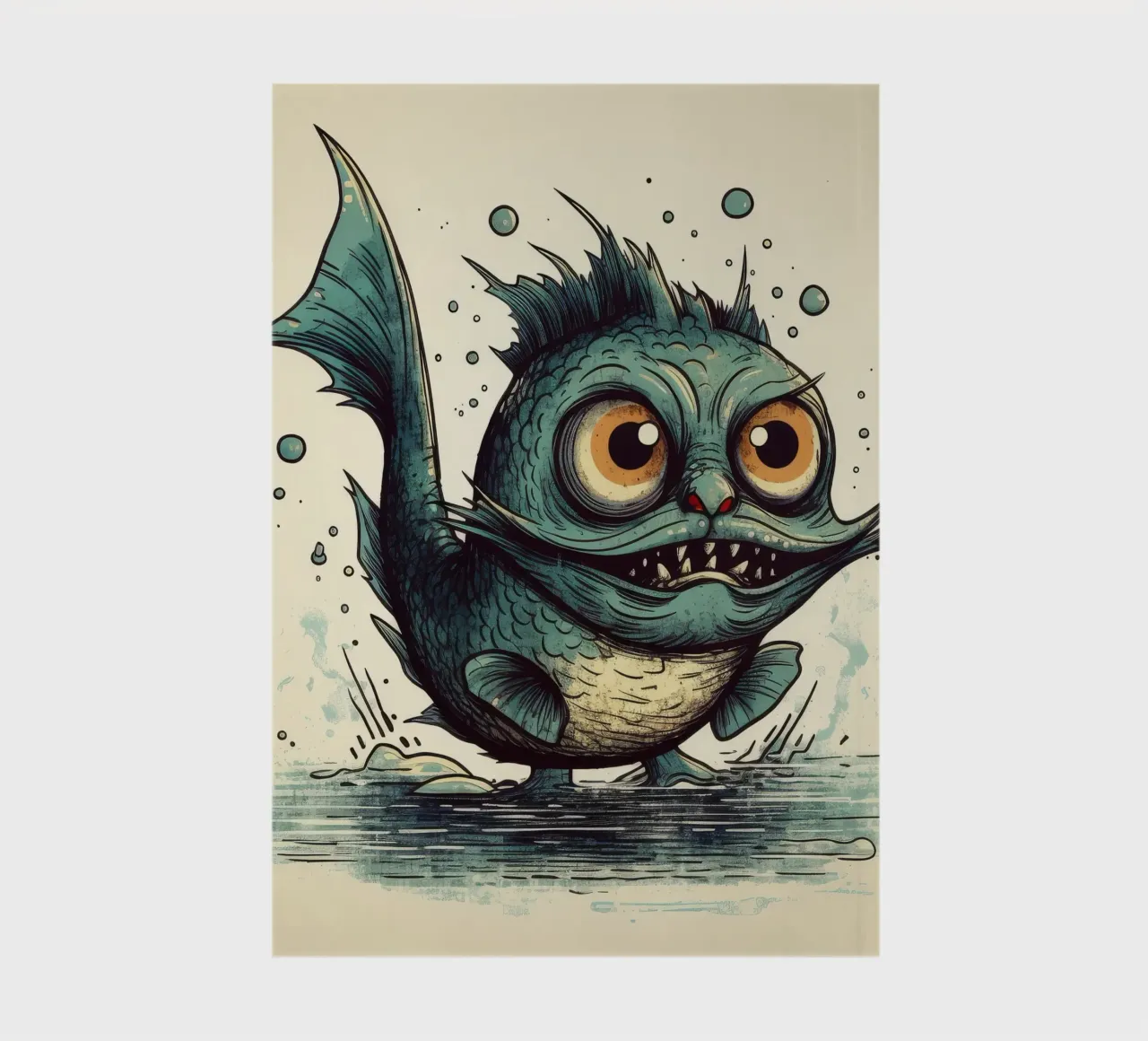 Poisson-chat rétro carnet de notes de Funny Animals