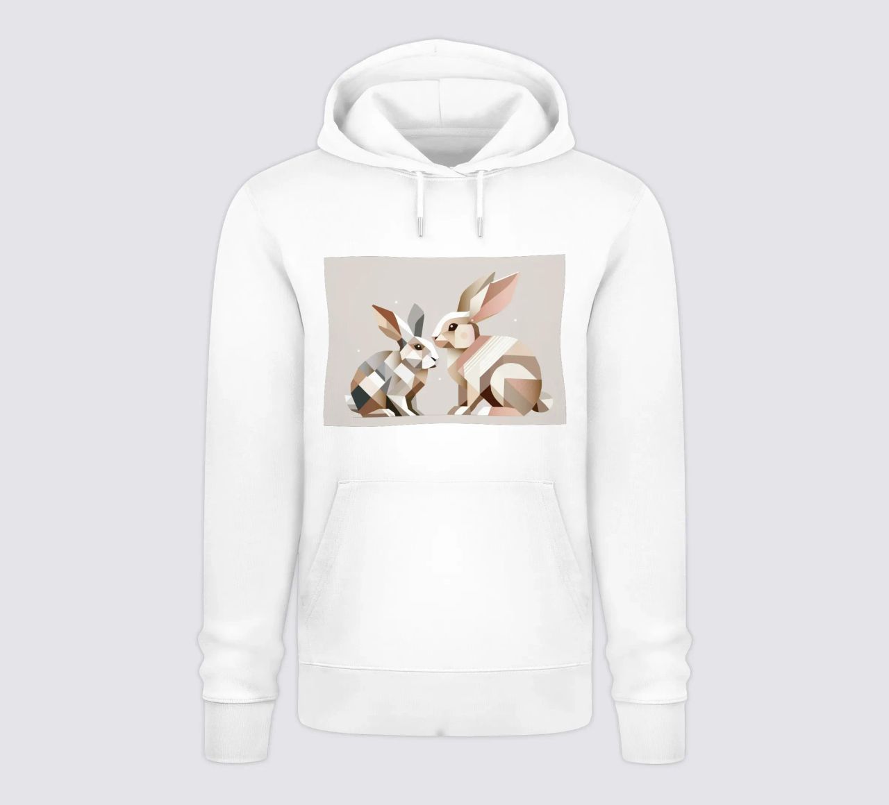 Two rabbits in geometric representation hoodie by namosh