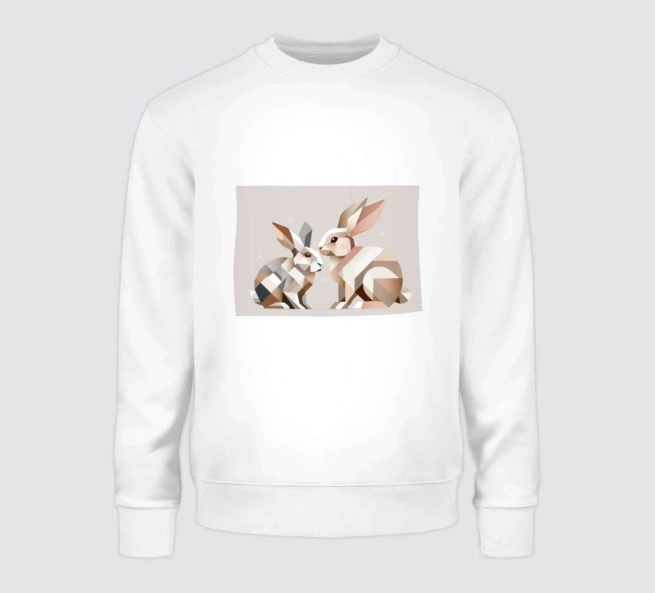 Two rabbits in geometric representation sweatshirt by namosh