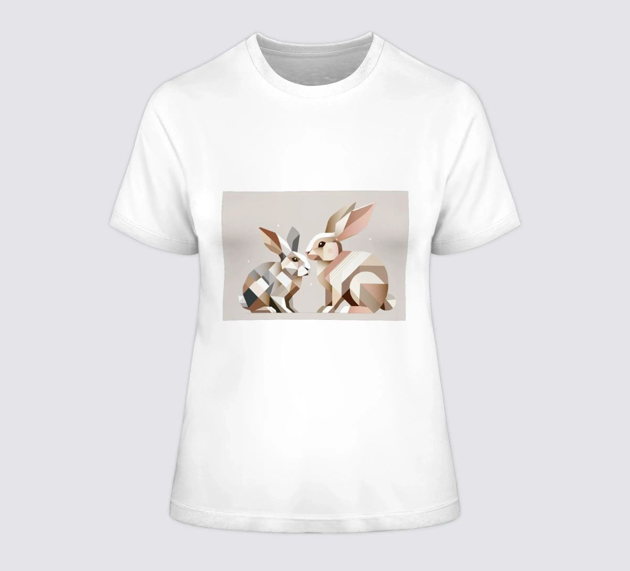 Two rabbits in geometric representation women's fitted t-shirt by namosh