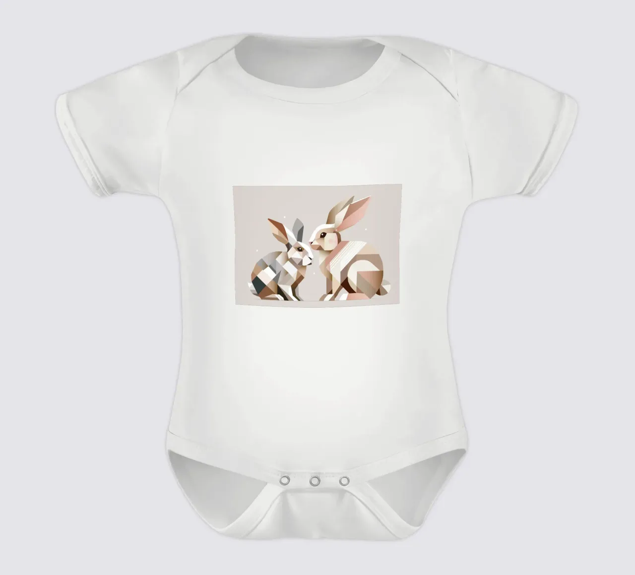 Due conigli in rappresentazione geometrica body neonato maniche corte da namosh
