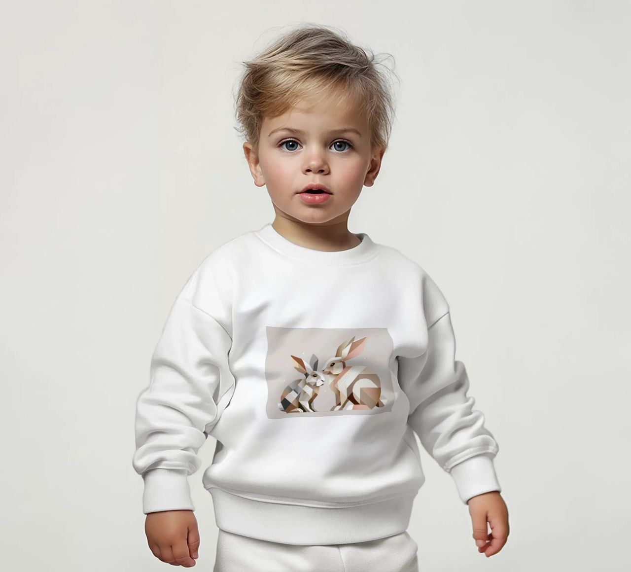 Two rabbits in geometric representation baby sweatshirt by namosh