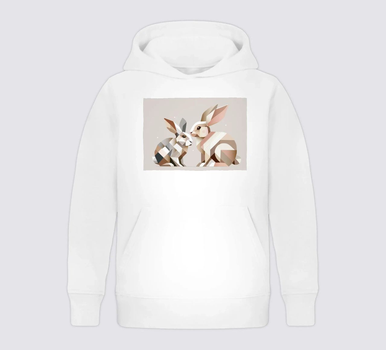 Dos conejos en representación geométrica sudadera con capucha para niño de namosh