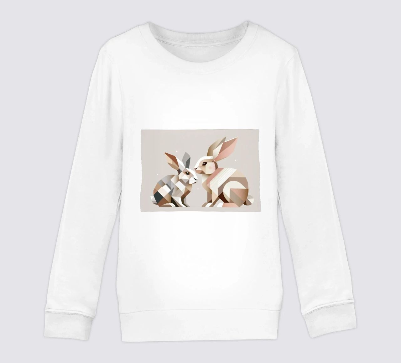 Two rabbits in geometric representation kids sweatshirt by namosh