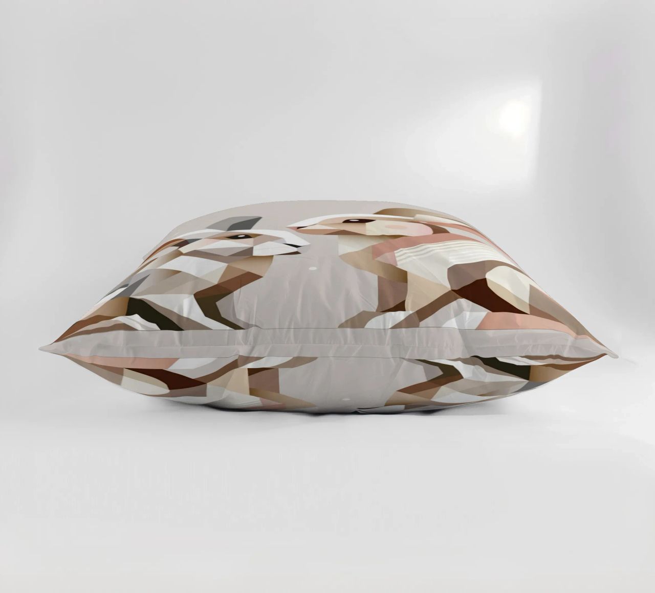 Two rabbits in geometric representation decorative cushion by namosh