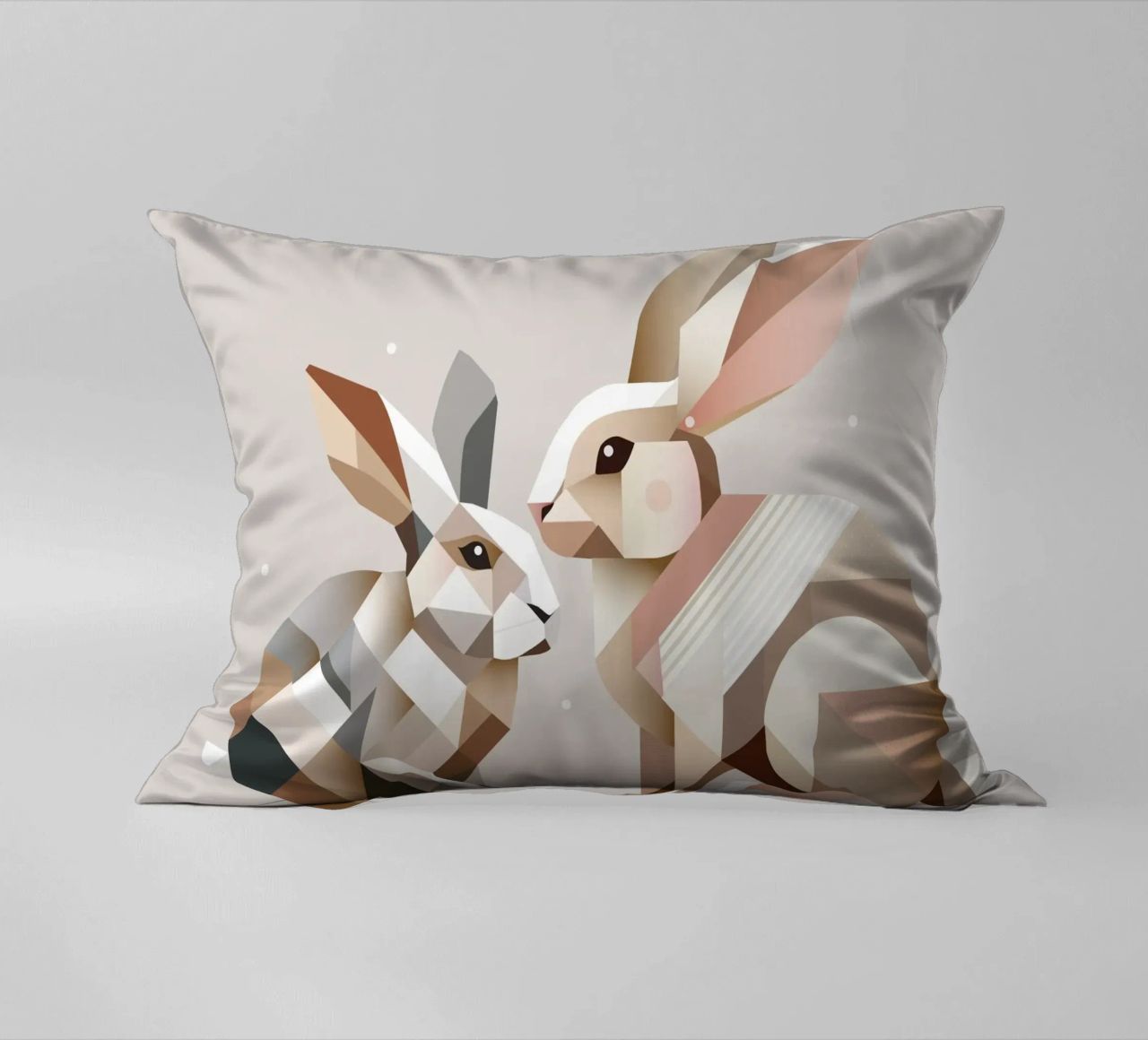 Two rabbits in geometric representation decorative cushion by namosh
