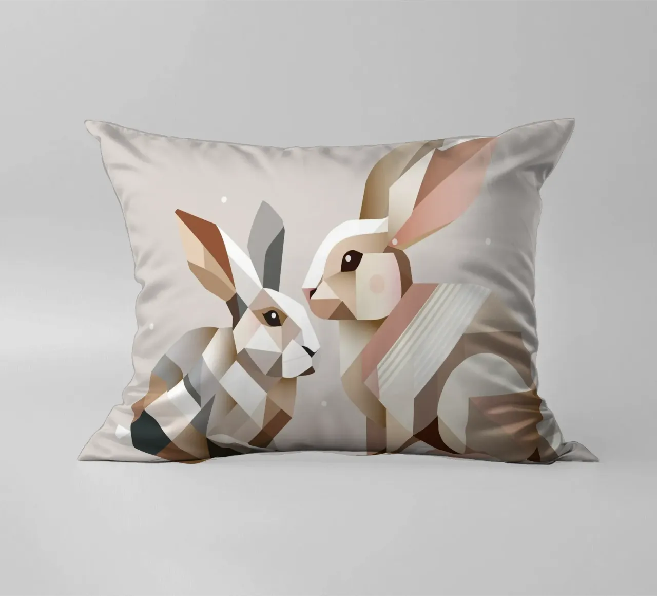 Two rabbits in geometric representation decorative cushion by namosh
