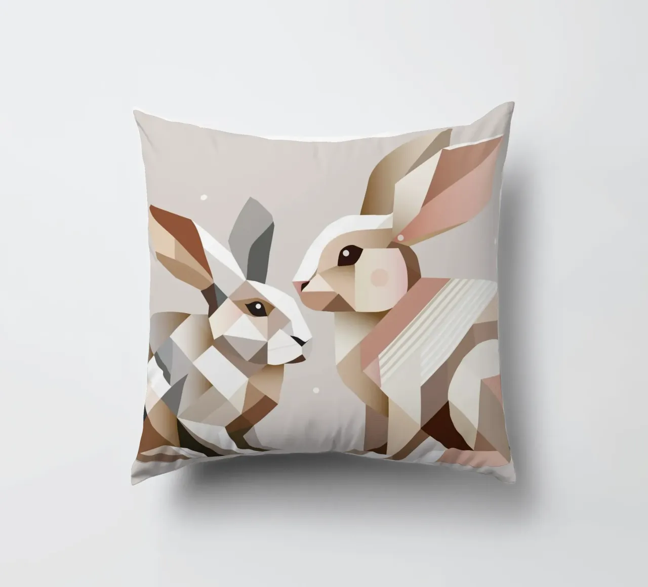 Two rabbits in geometric representation decorative cushion by namosh