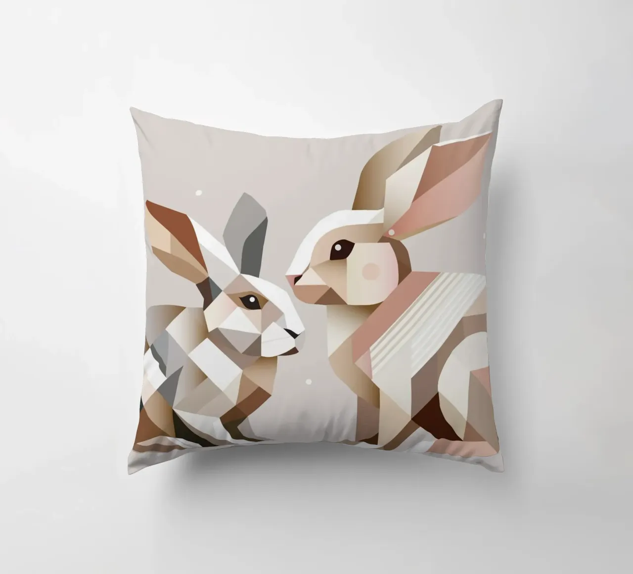 Two rabbits in geometric representation decorative cushion by namosh