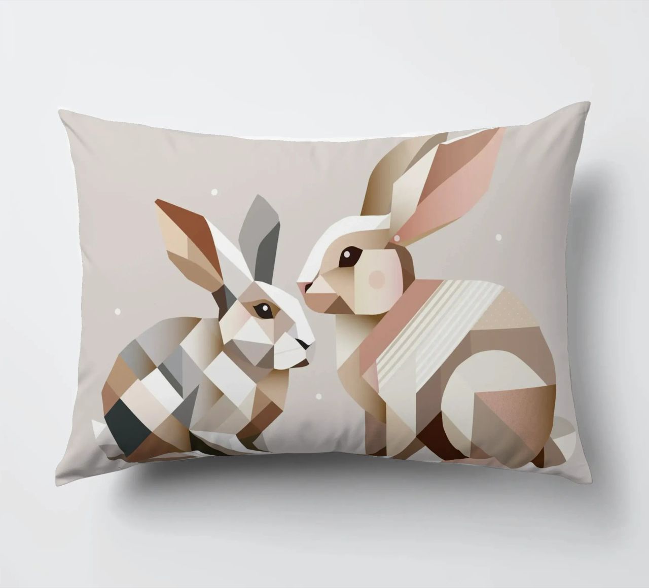 Two rabbits in geometric representation decorative cushion by namosh