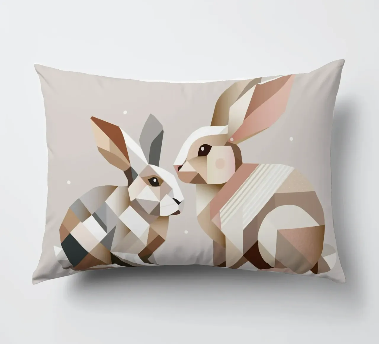 Two rabbits in geometric representation decorative cushion by namosh
