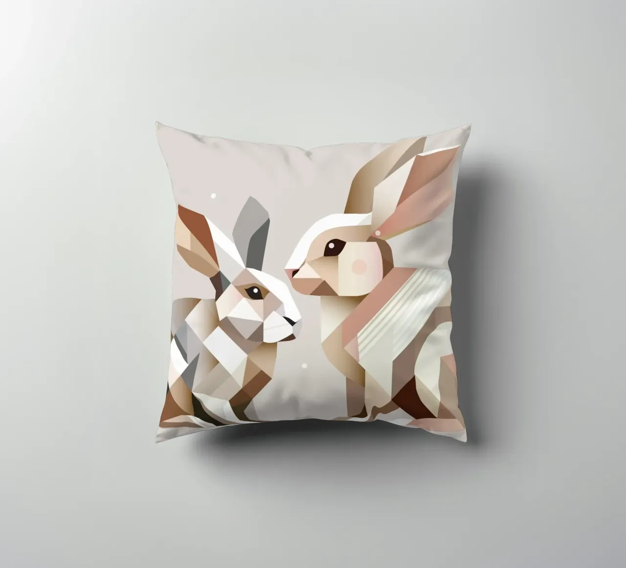 Two rabbits in geometric representation decorative cushion by namosh