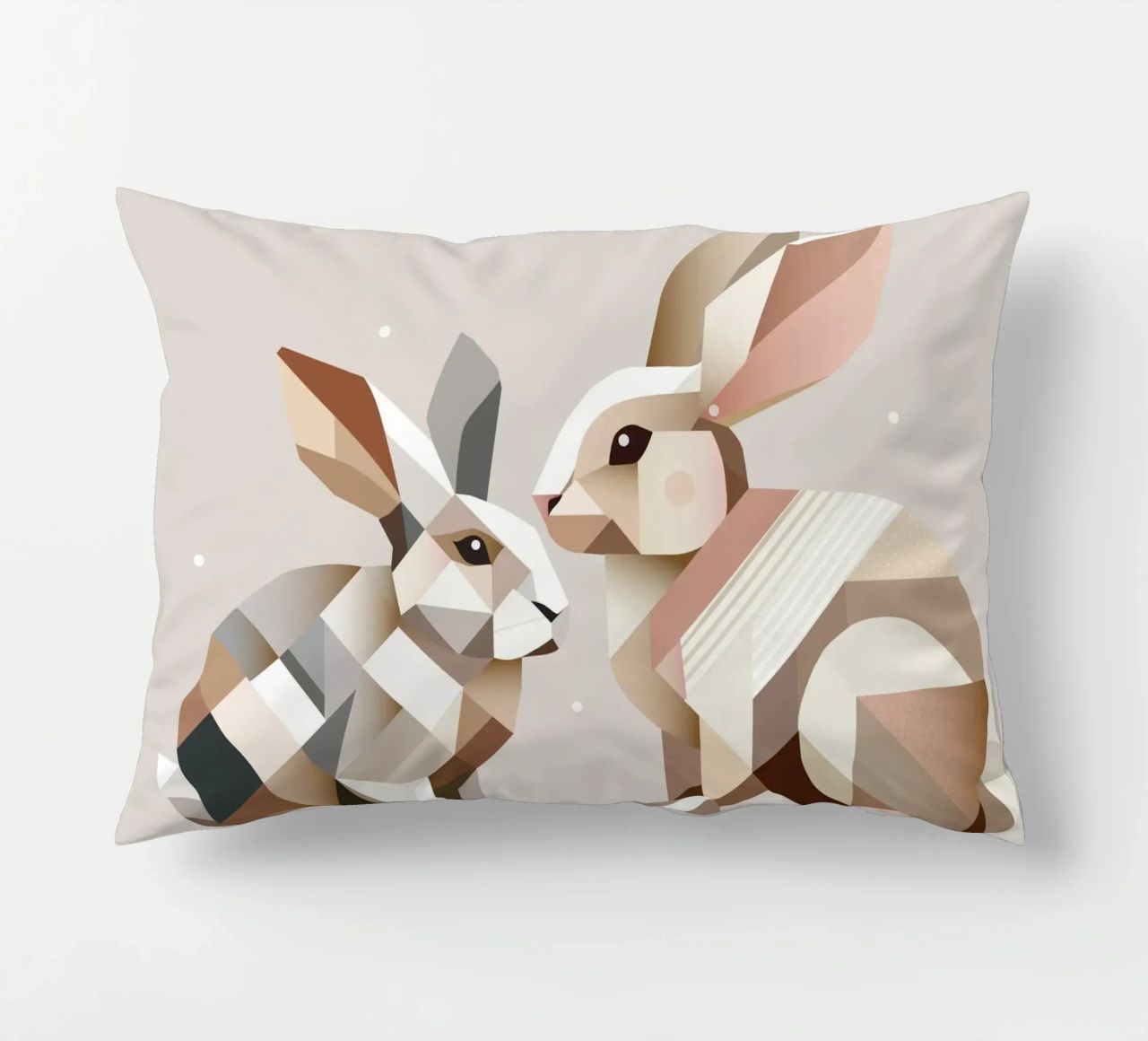 Two rabbits in geometric representation decorative cushion by namosh