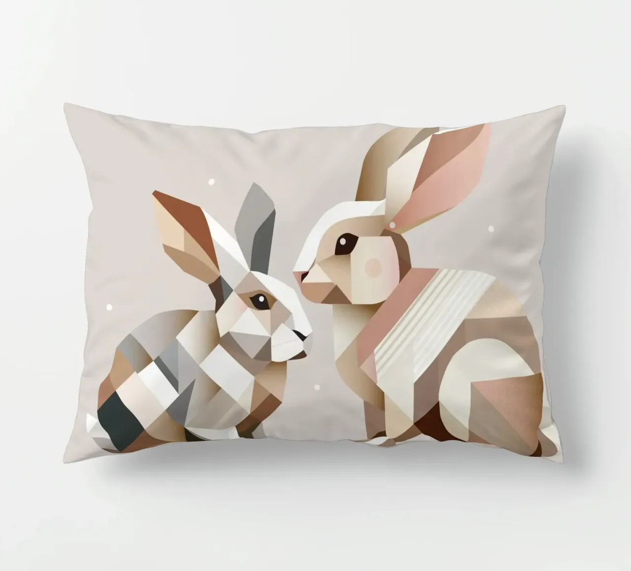 Two rabbits in geometric representation decorative cushion by namosh