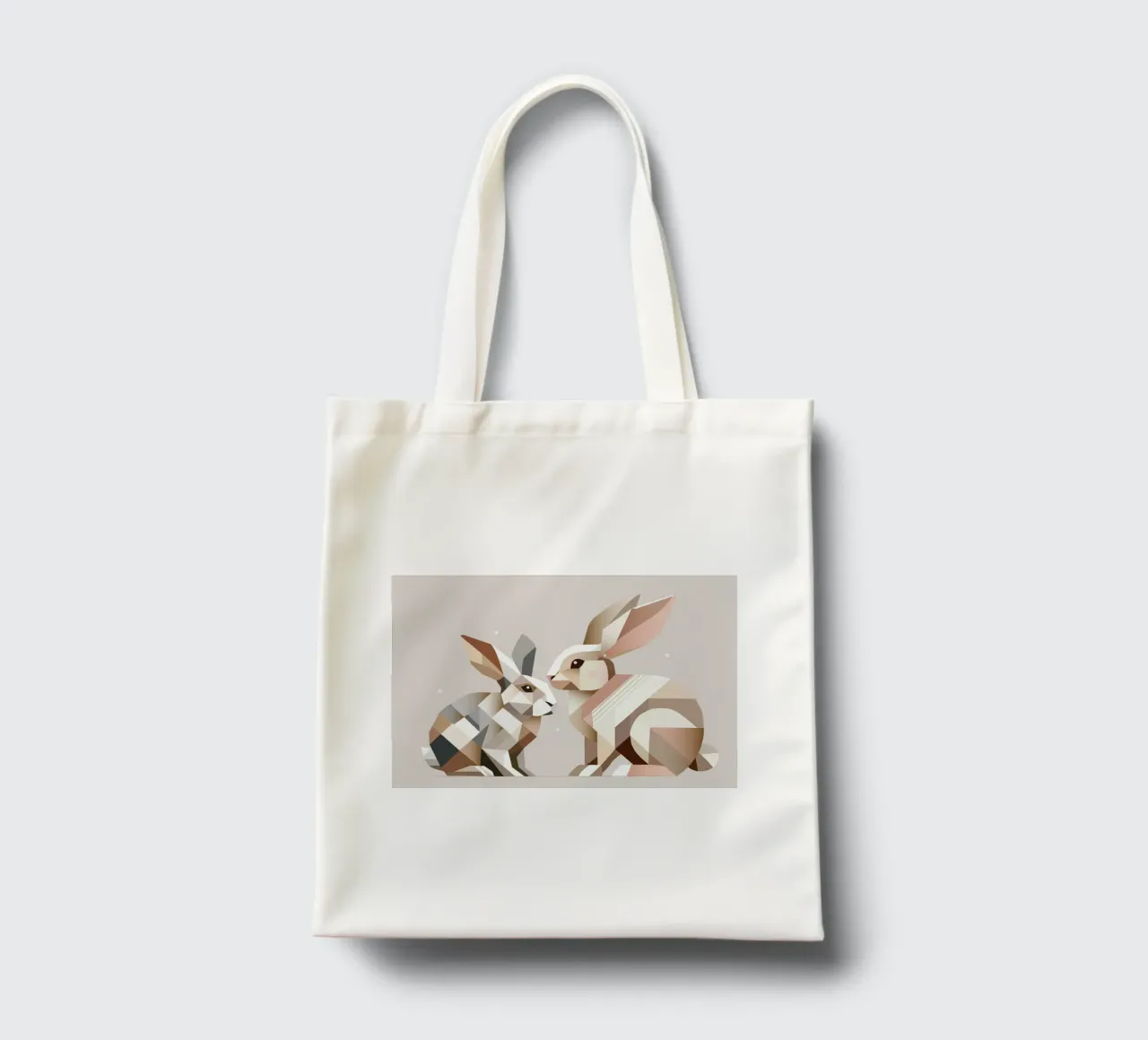 Dos conejos en representación geométrica tote bag de namosh