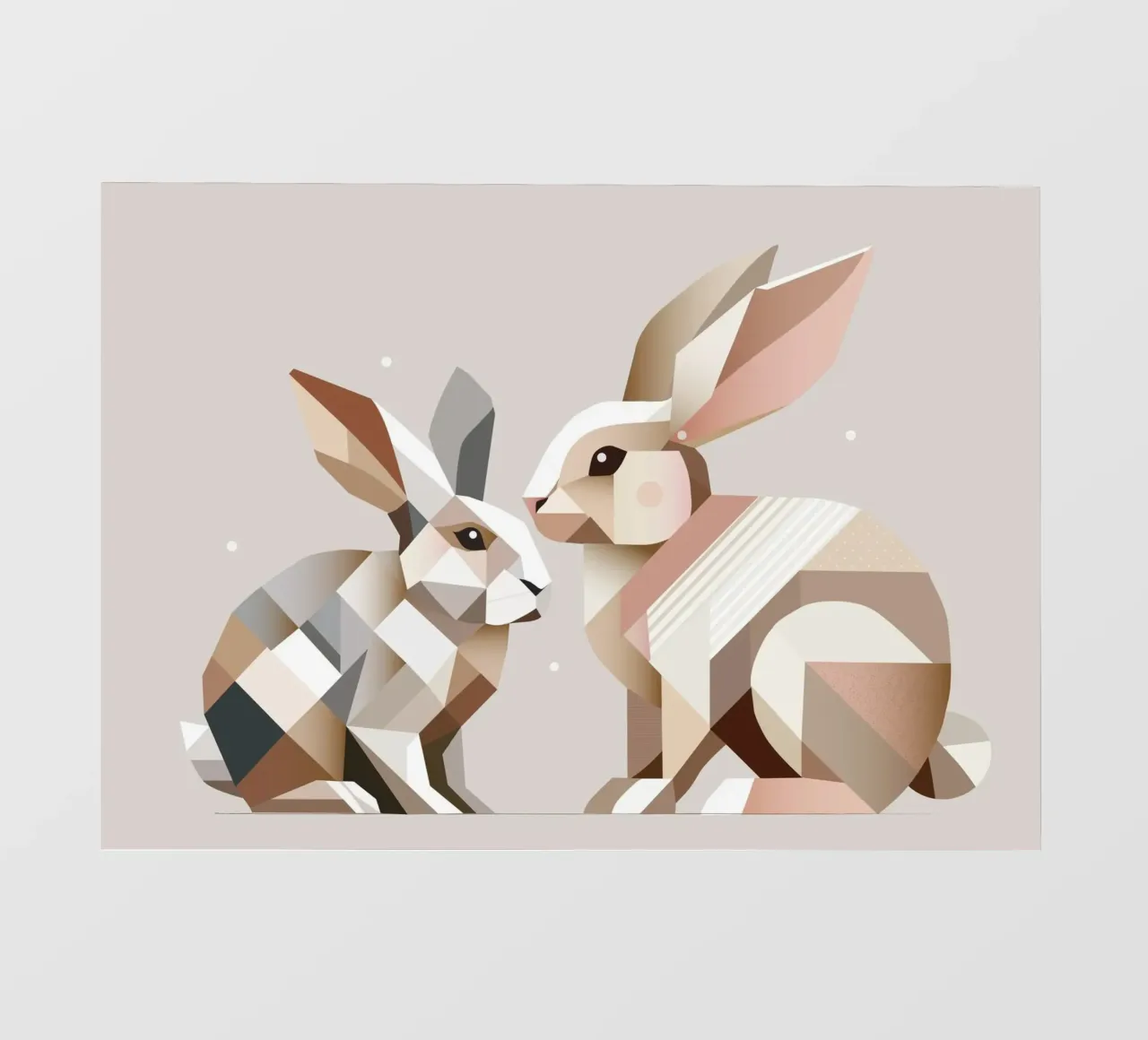 Dos conejos en representación geométrica papel para pared de namosh