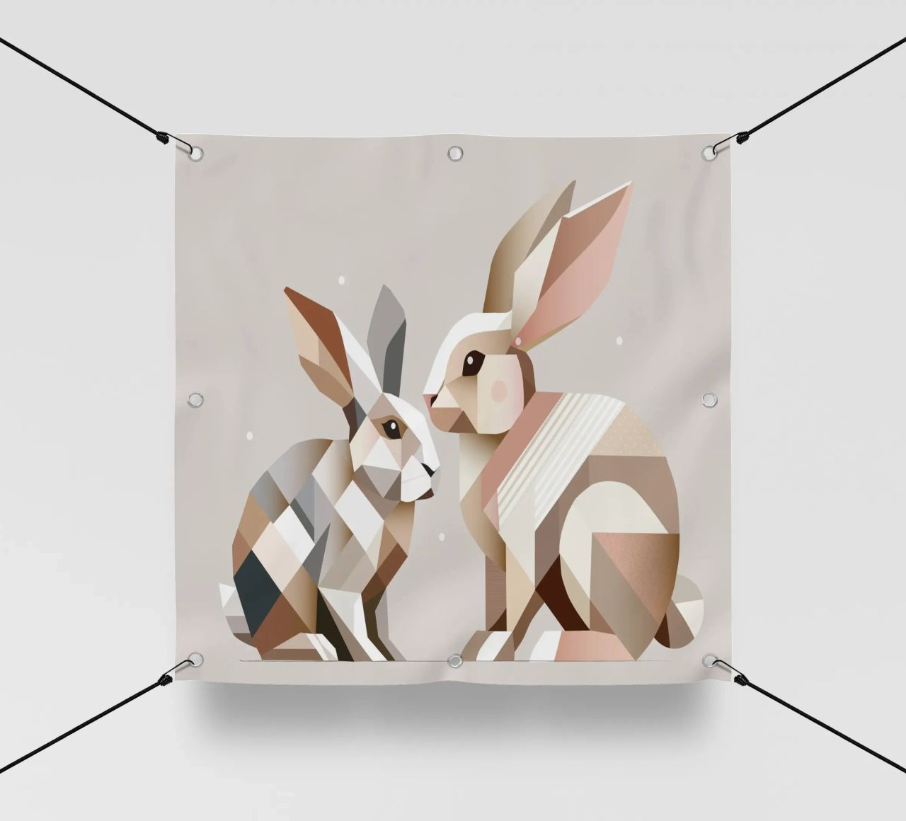 Two rabbits in geometric representation pvc cover by namosh