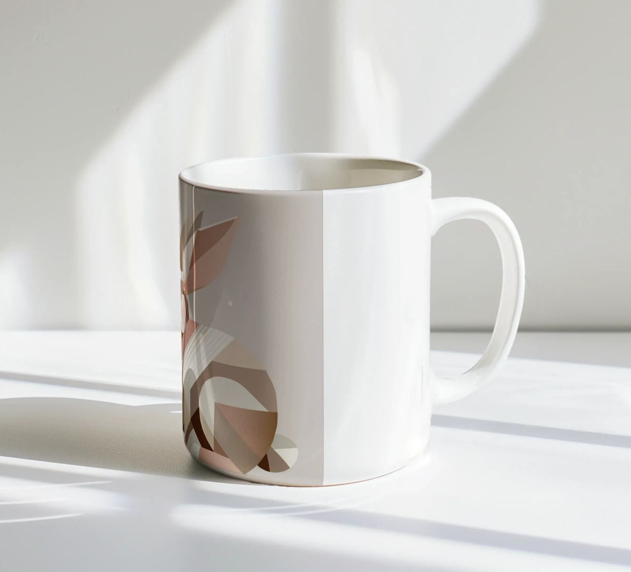 Two rabbits in geometric representation ceramic mug by namosh