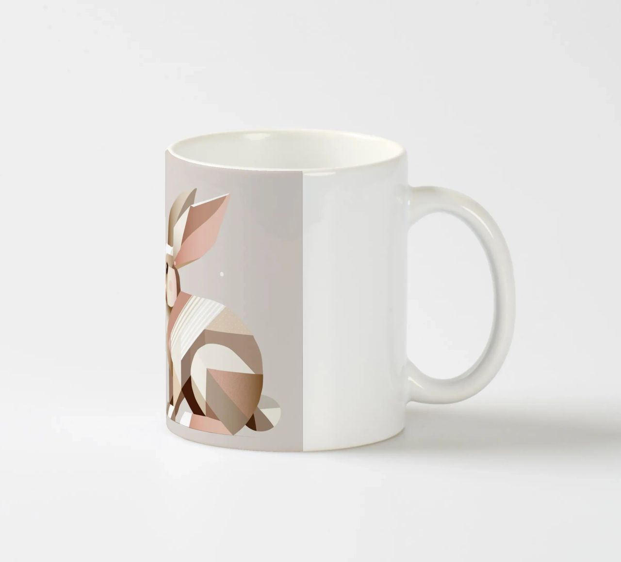 Two rabbits in geometric representation ceramic mug by namosh
